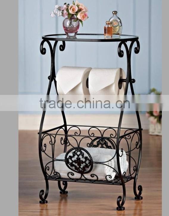 Metal storage coffee Table Gramercy Scroll Design Bathroom glass table