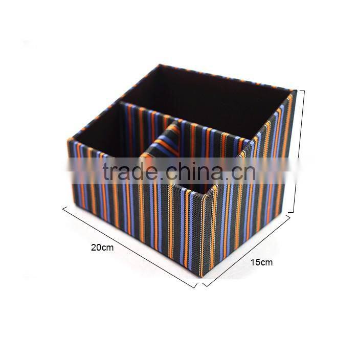 Waterproof Faux Leather Desk Organizer Remote Control Box With 3 Compartments