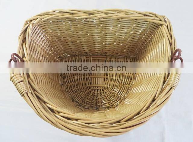 Handled woven custom colored wicker removable bicycle basket