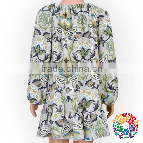 Wholesale Children Long Sleeve Ruffle Print Brushed Faric Organic Baby Clothes