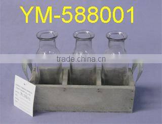 Garden product glass candle holder,Wooden Candle Holder