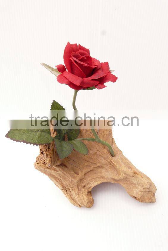 Valentine flower on natural wood