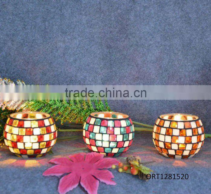 Glass colorful mosaic candle holder