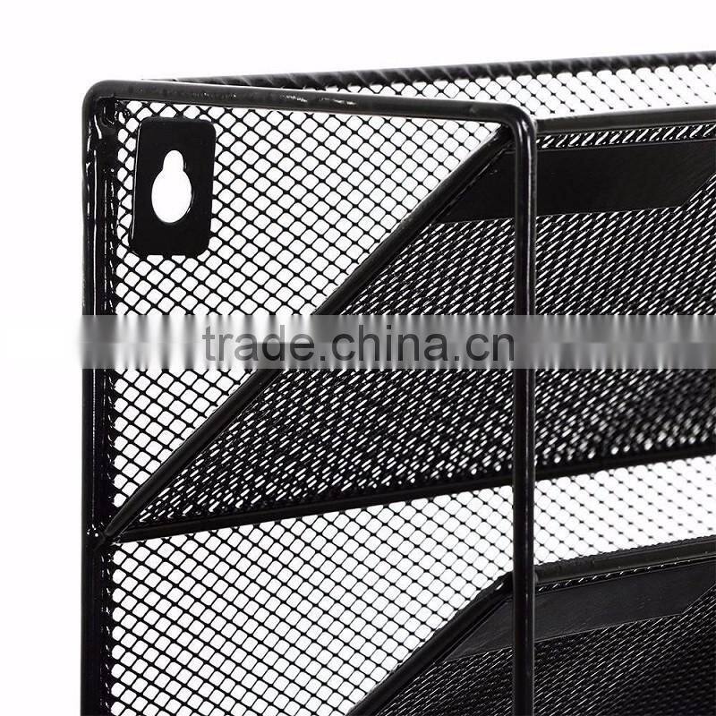 2017 amazon popular design black metal mesh Wall Mount Literature Paper Magazine File Holder