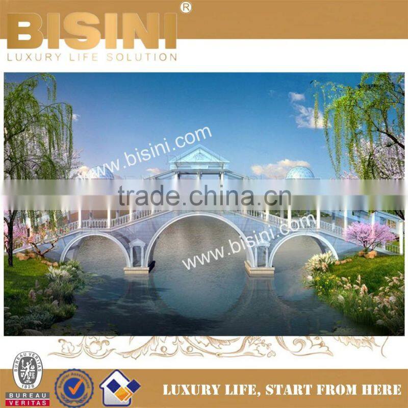 Rome Style Half-moon-shaped Three Arch Bridge, Scenic Spot Pedestrian Bridge, Ancient Glass Foot Bridge(BF08-Y10017)