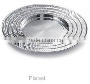 Polished stainless steel serving dish plate