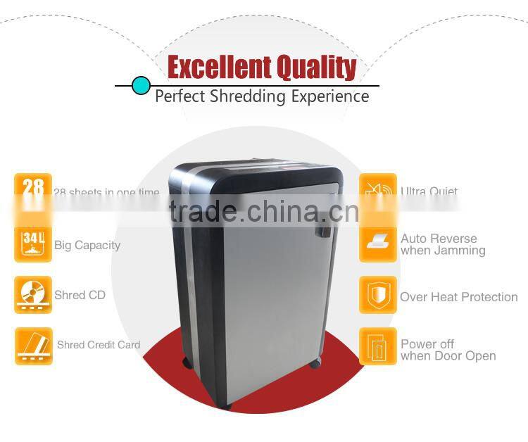 heavy duty paper shredder shred credit/CD/clip/staples strip cut 28 sheets