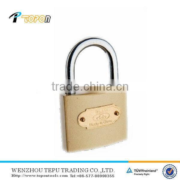 Low moq 3 keys brass plating grey Iron padlock with logo made in China