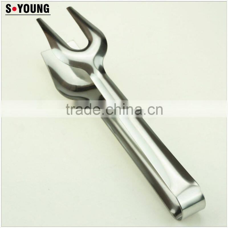 39044 8.5 Inch Stainless StFeel Kitchen Tongs BBQ Grill Food salad Tongs With Fork