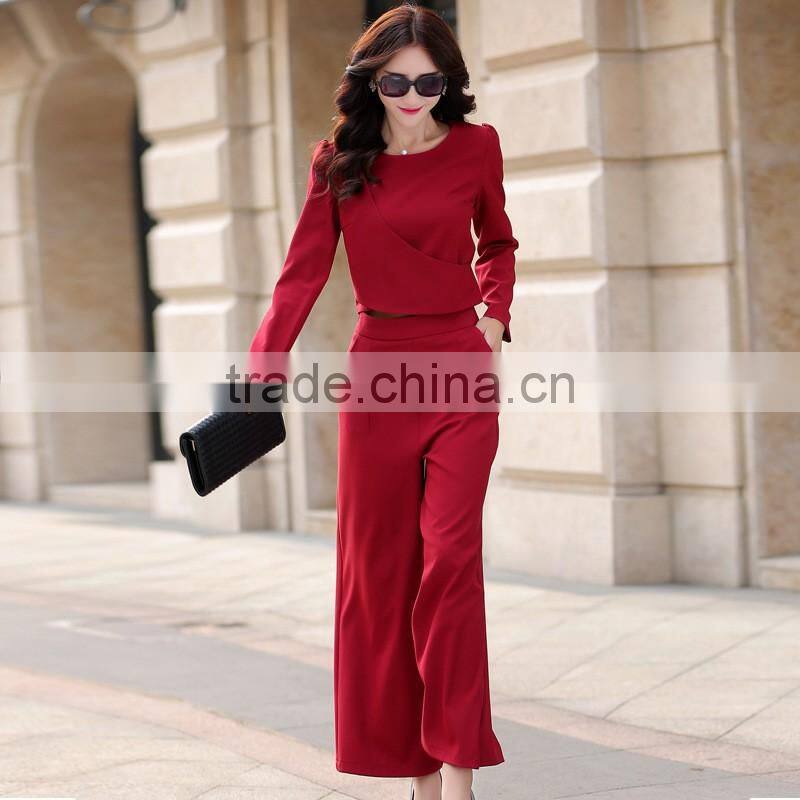 Fashion designer top, stylish wide leg pants suits