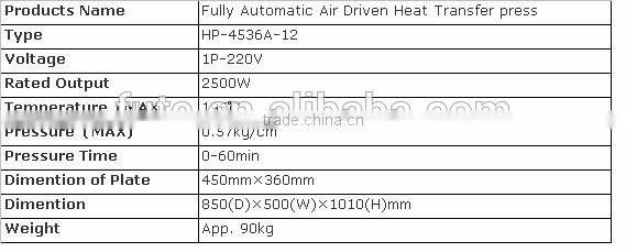 HASHIMA AUTOMATIC HEAT TRANSFER PRESS HP-4536A-12