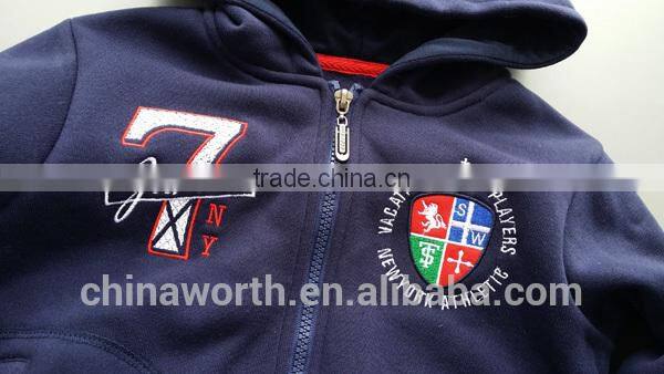 latest design front pocket jacket/fleece zip up CVC jacket