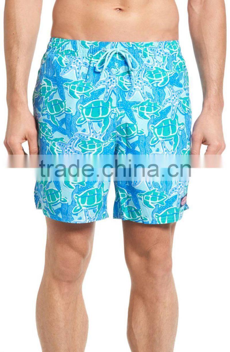 MGOO Turtle Starfish Pattern Printing Swim Trunks Quick-drying Fitted Waist 100% polyester Men's Sportswear