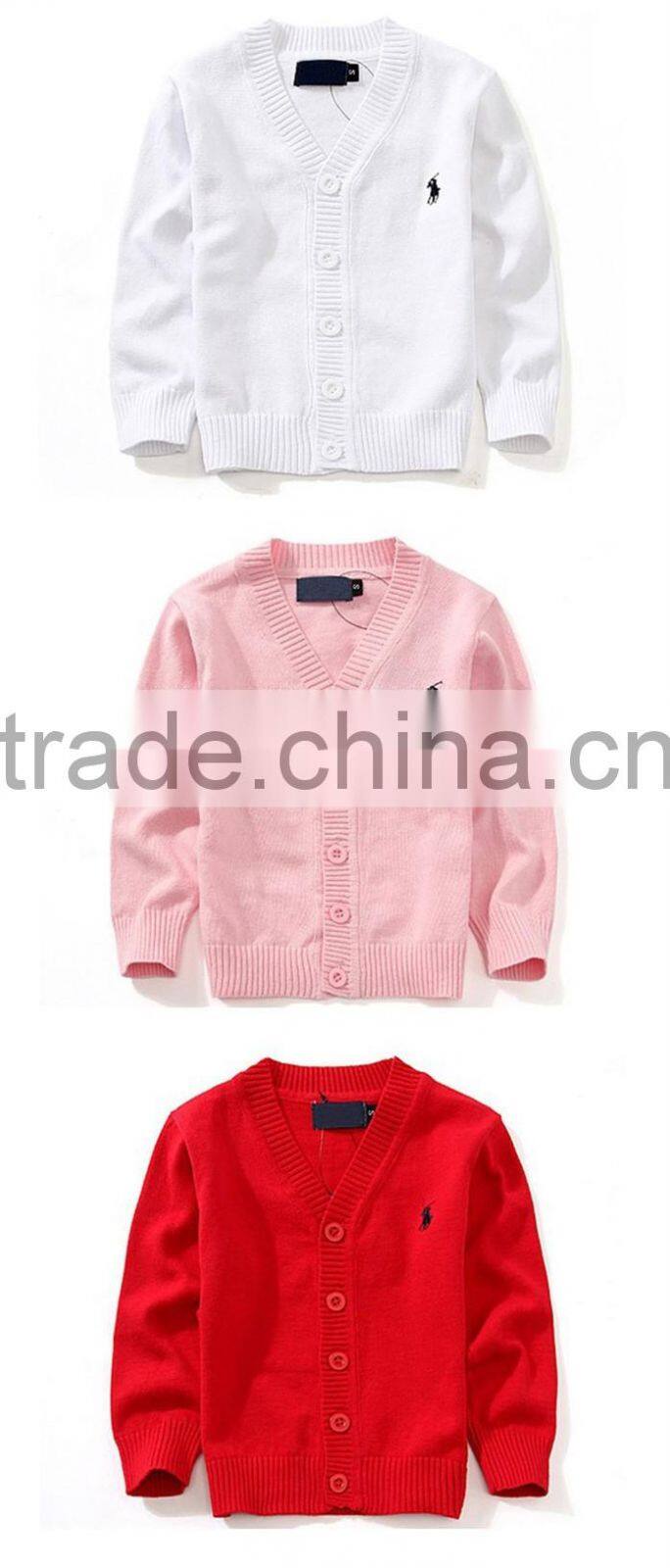Latest boys plain blue sweater custom children cotton cardigan for school