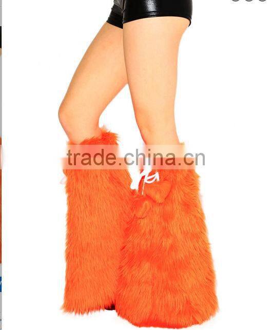 Solid Orange Fluffies Fluffy boots leg warmers