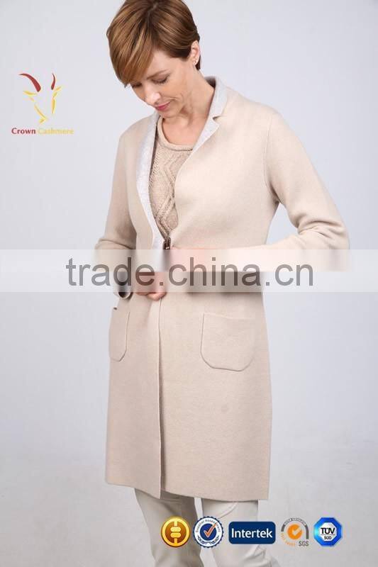Women European Cashmere Wool Long Winter White Coats