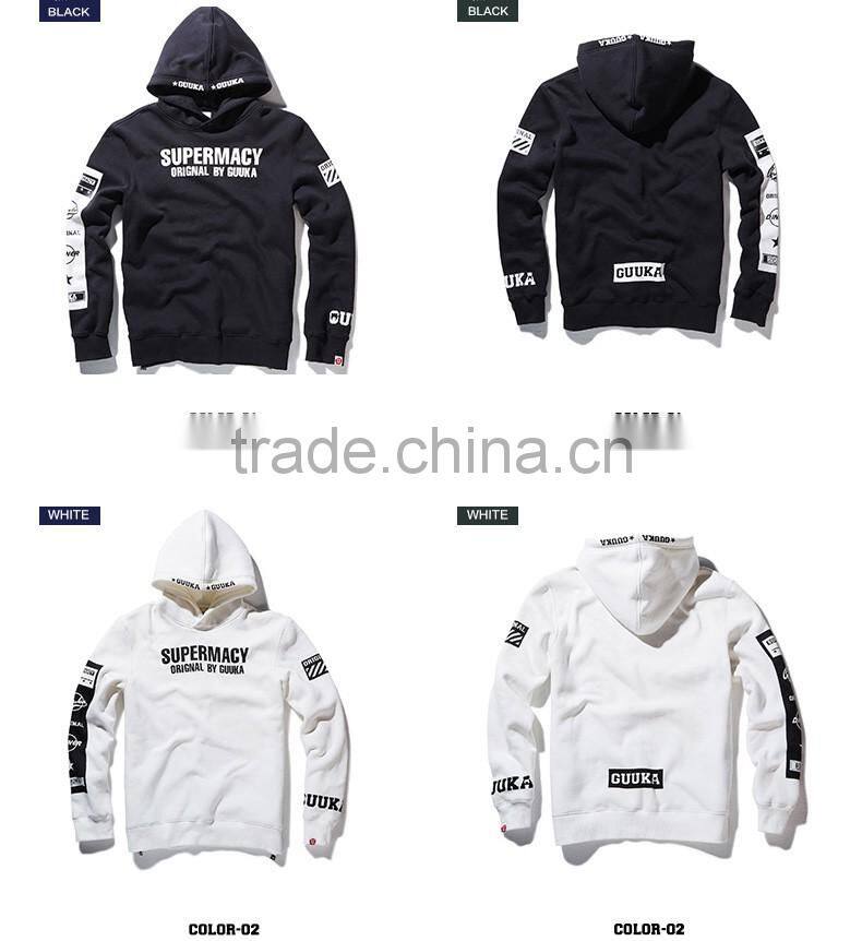 Wholesale Autumn Street Fashion Cotton Mens Gym Hoodie Black Hip Hop Hoodies