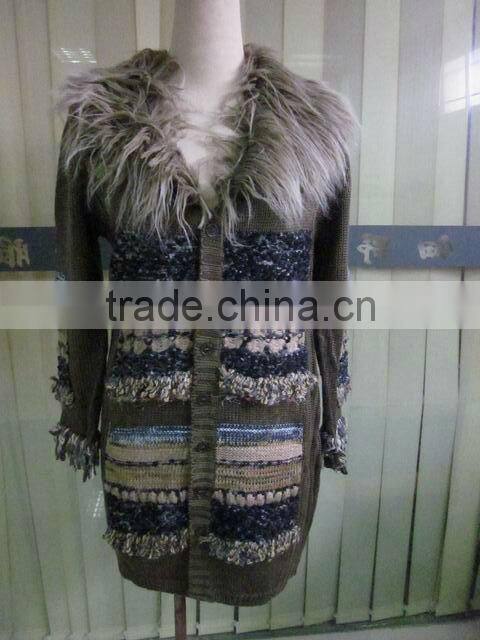 winter wool with fur neck sweater