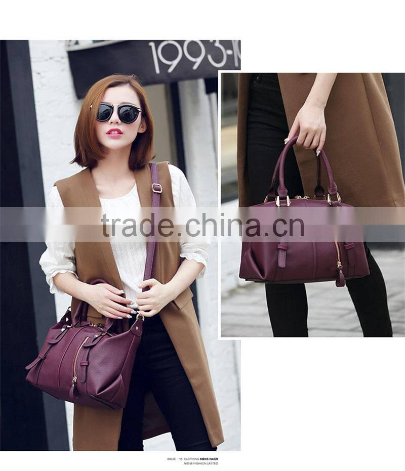 China Leather Handbag Wholesale Price Quality Leather Boston Bag Women Tote Bag Handbags