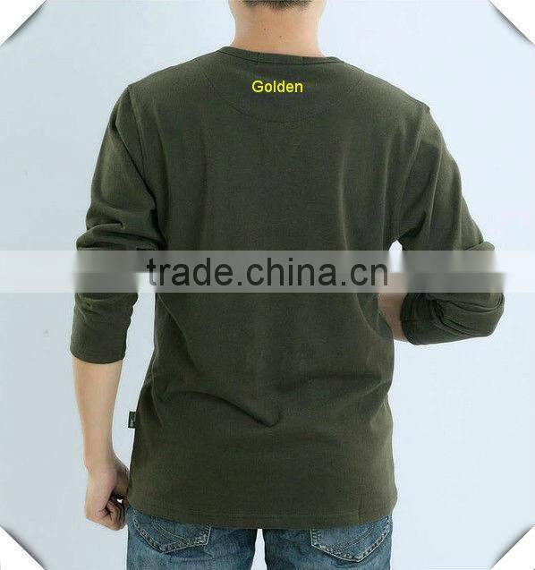 Long sleeve men's cotton emboridery tshirts 201316