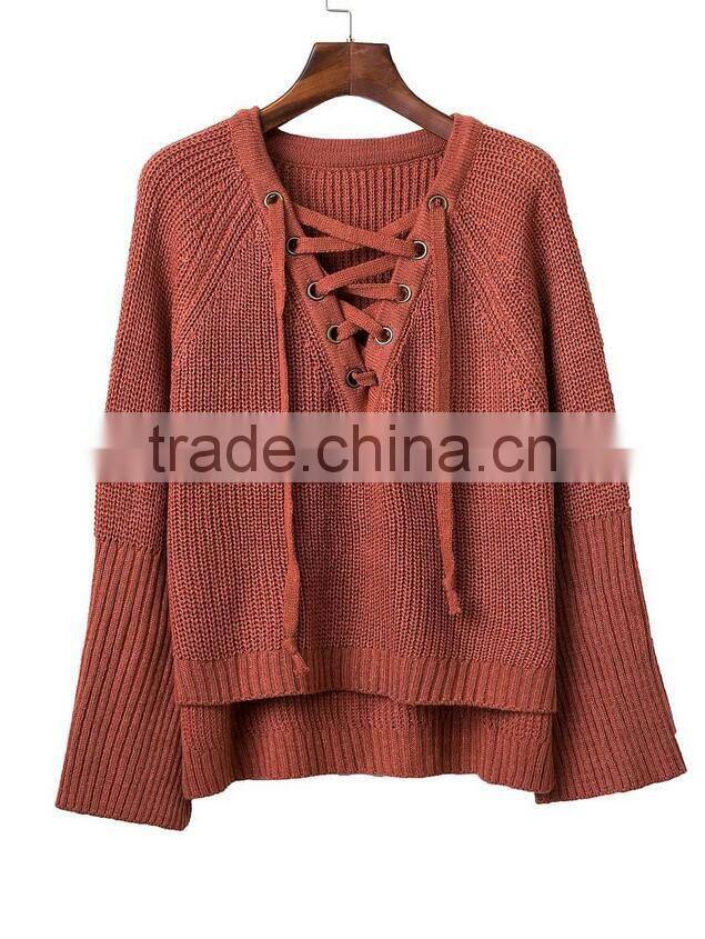 EY0851S New Style 2016 Women Fashion V-Neck Knitted Pullover Sweater
