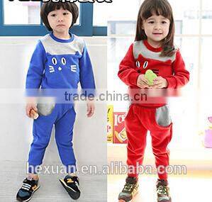 In stock 2014 autumn new long sleeve baby boys clothes fashion velvet children clothing girl 2 pcs sets