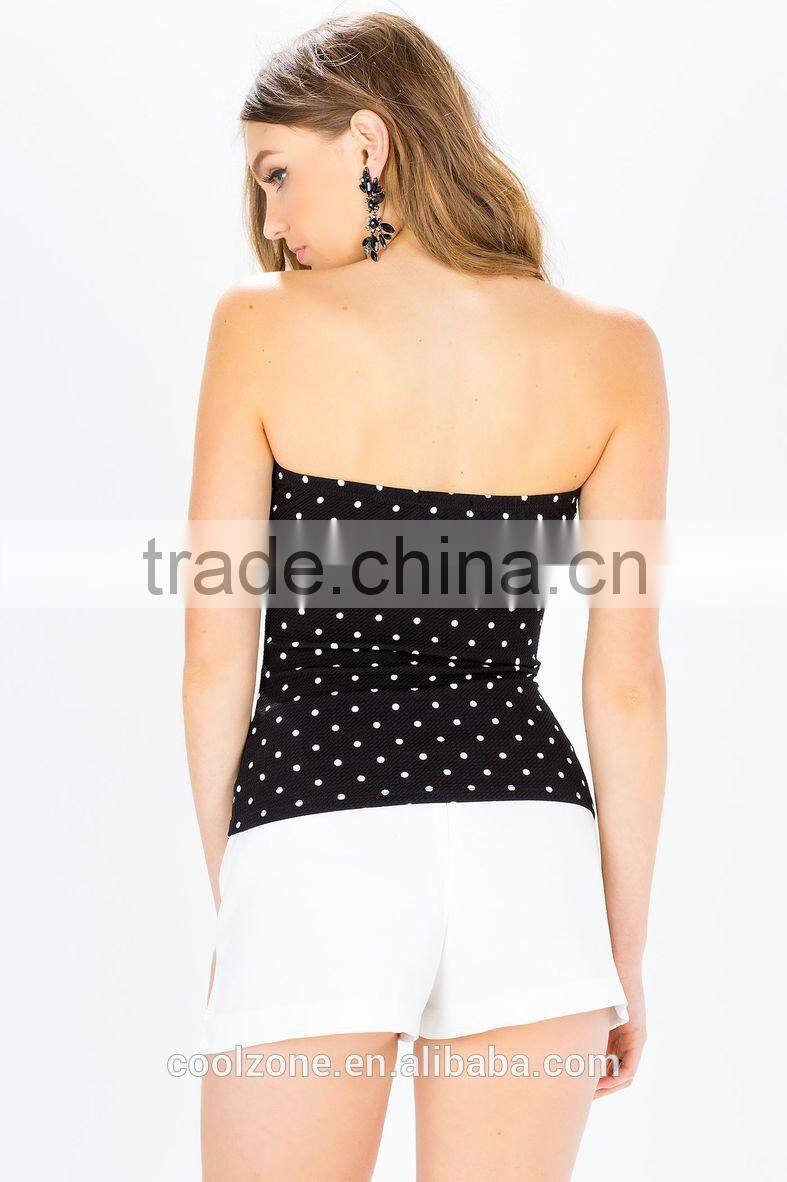 Sex strapless polka dot print tube top fashion women tops