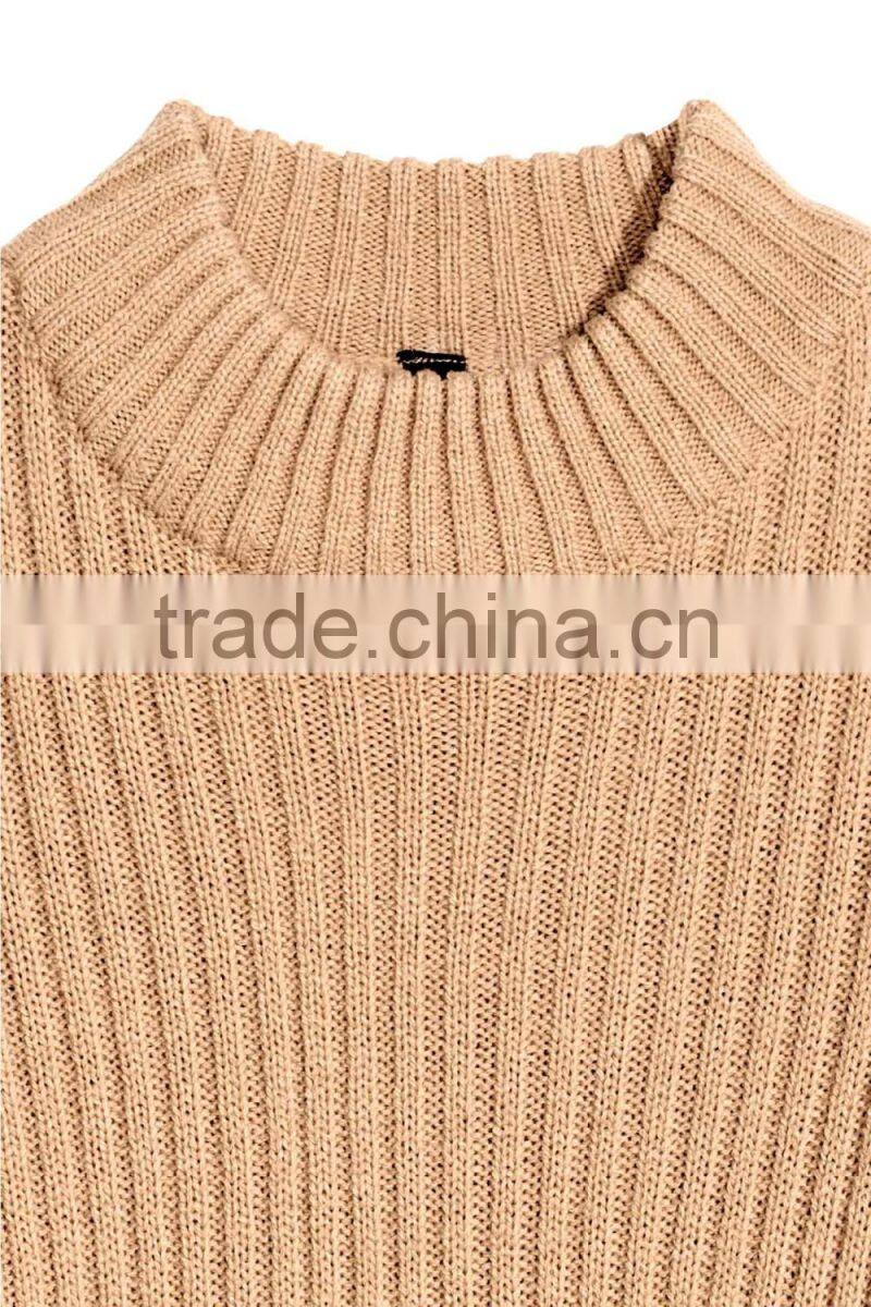 Slim Fitted Tightly Knitted Blank Design Medium High Neck Women Knitwear