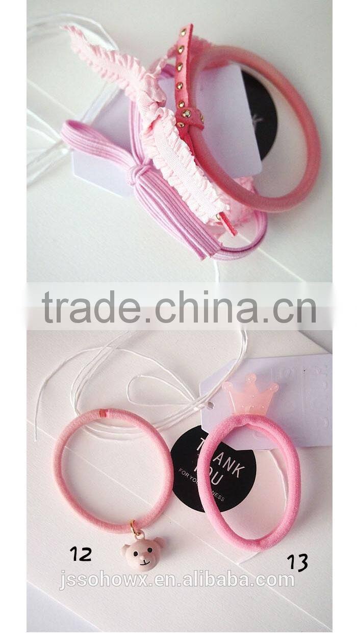 2017 Alibaba Wholesale Pink Charm Knotted Hair Tie Set