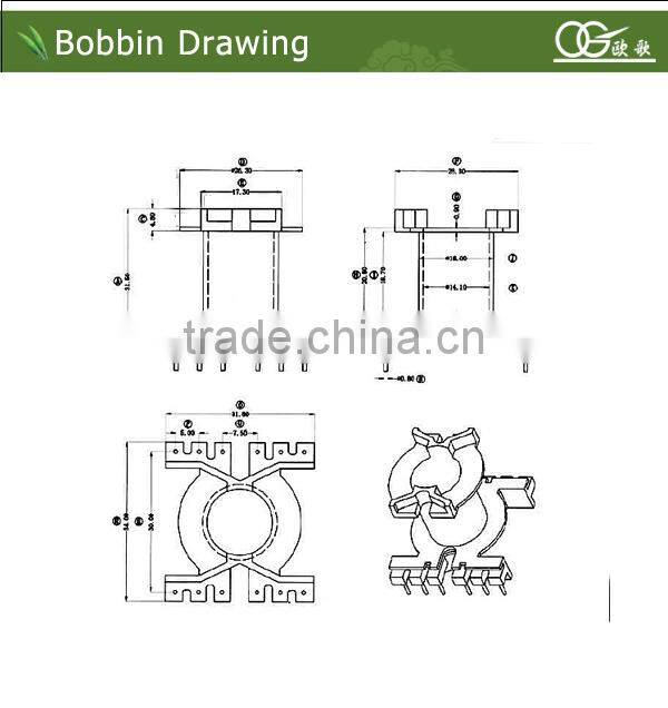 PQ3230 plastic bobbin for textile,vertical,pin6+6