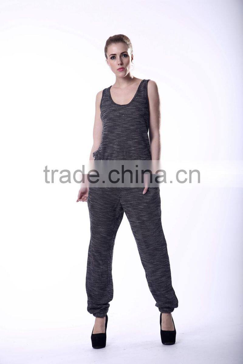 Women's sleeveless knitted jumpsuit siamese trousers