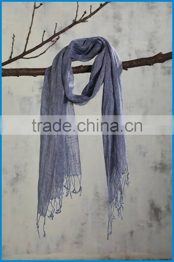 Wholesale 2017 new design lady's fashionable natural linen scarf
