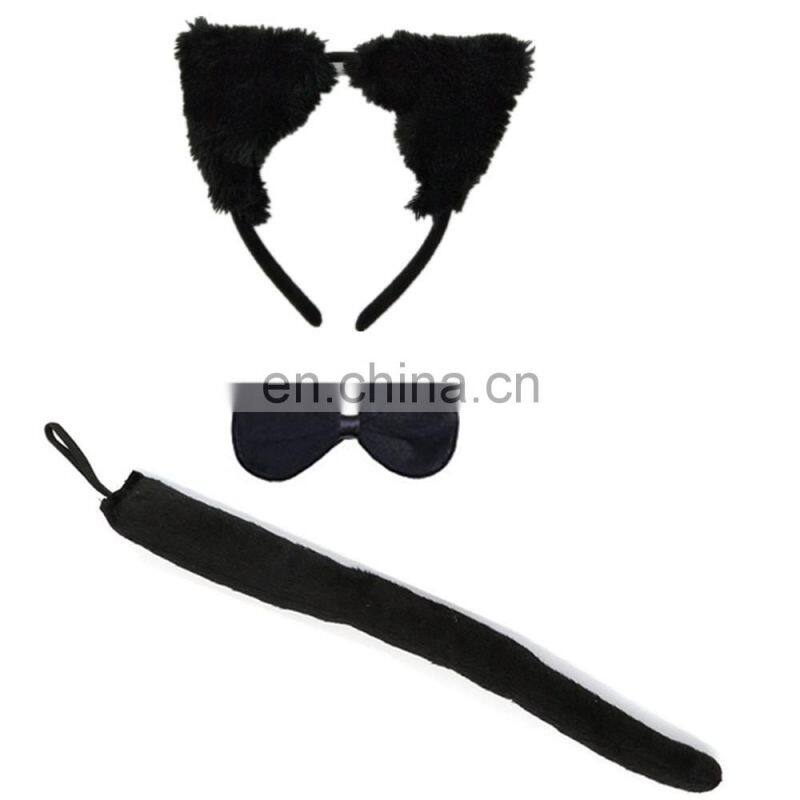 Cute Kitty Cat Costume Accessory Cat Ears bow tie headband and tail set