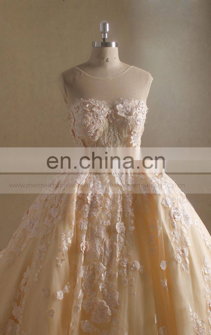 Real photo silver wedding dress heavy lace wedding gown