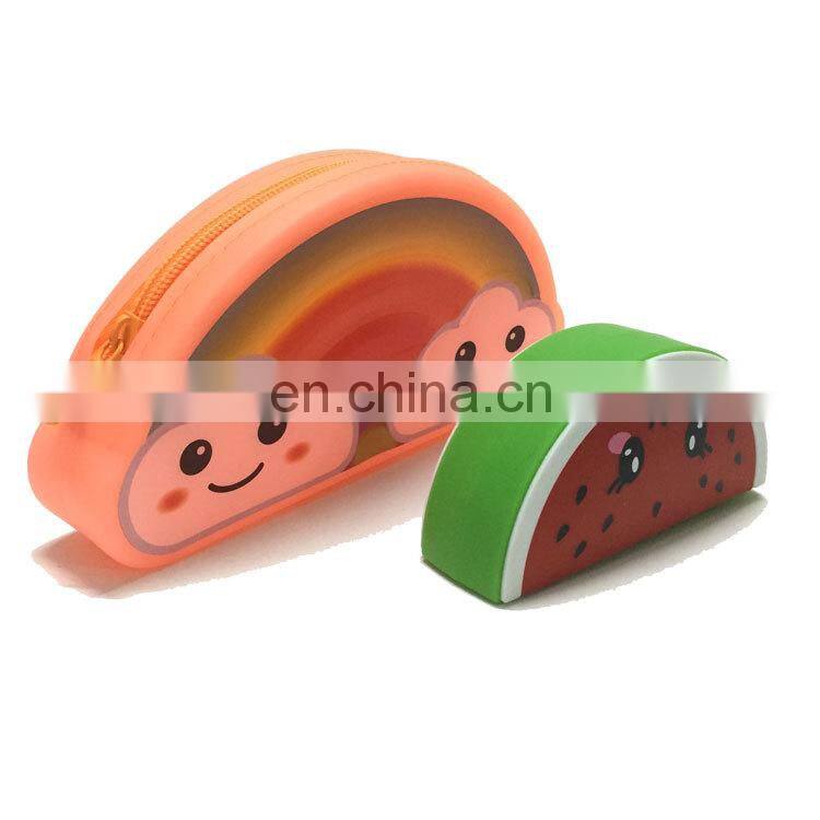 Women Gender Rainbow Shape Pencil Pen Pouch Large Change Money COIN Wallet Silicone Bags