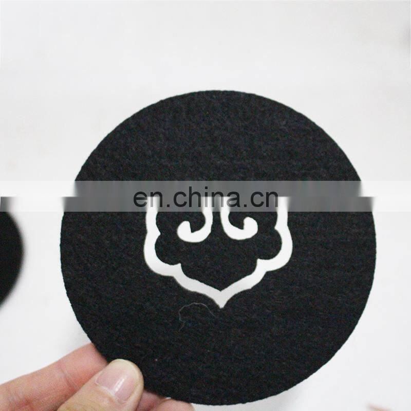 orange color customized design printed felt big business pu leather coaster set for hotel tea coffee drink