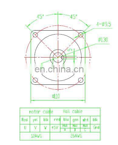 110BLS04 48V 3 phase bldc motor , rated 48 volt 6.5Nm, 2500rpm, peak 20Nm