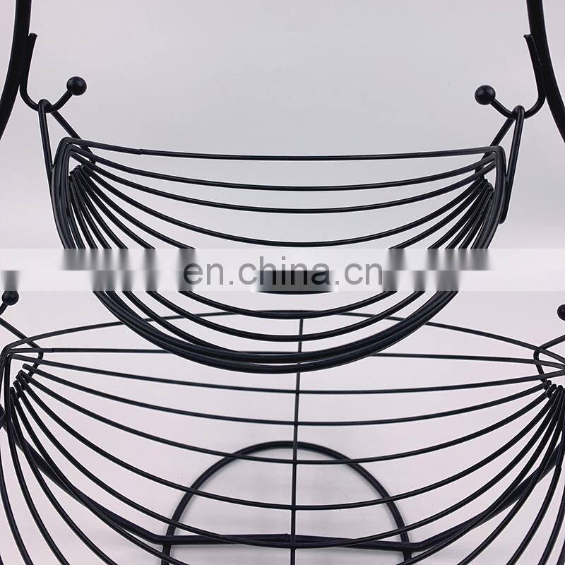 Farmhouse Home Storage Kitchen Food Fruits Organizer Egg Mesh Wire Rack Metal 2 Tier Fruit Basket