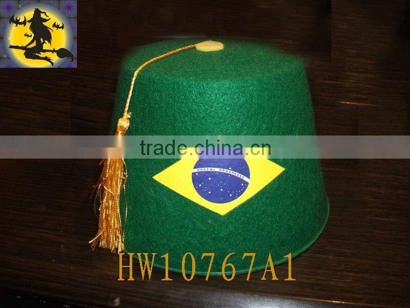 Green Felt Brazil Top Hat with Yellow Ribbon