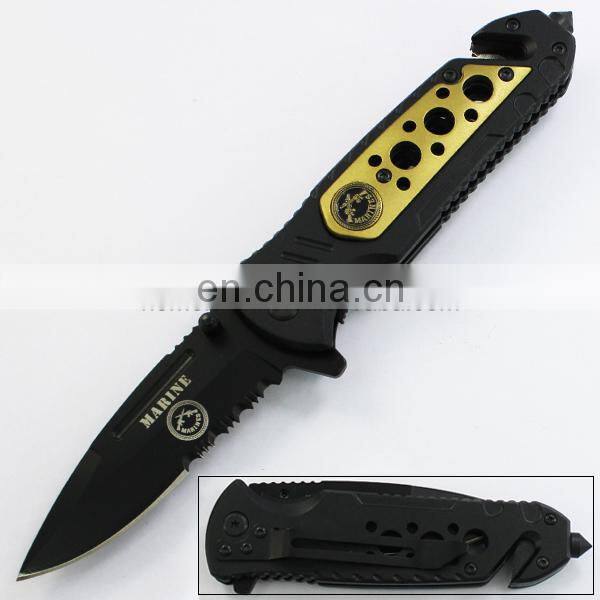 8" Hot Seller Stainless Steel Half Serrated Blade with Aluminum Handle Folding Military Pocket Knife