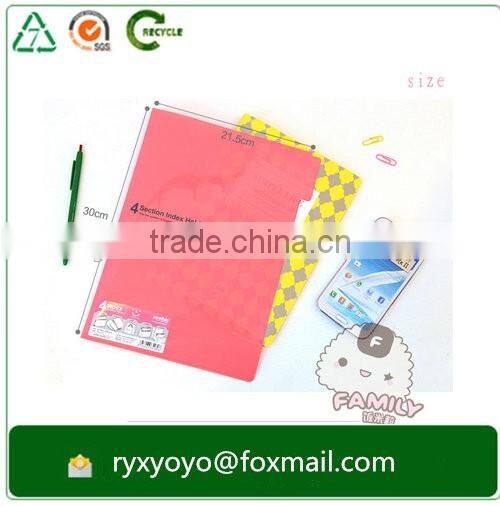 a4 size custom printed pp plastic L shape document clear file folder with inserts
