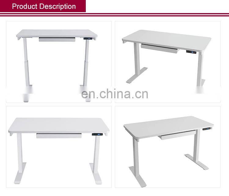 Rectangular White 1 Drawer Standing Desk with Adjustable Height Feature