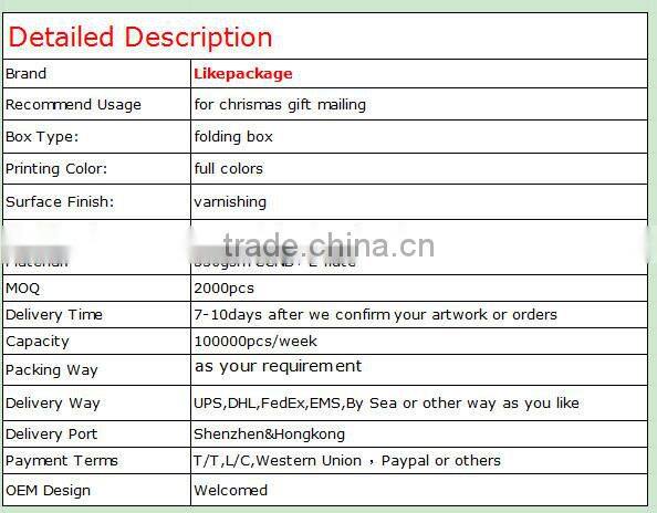 alibaba custom logo white glossy chrismas gift corrugated box