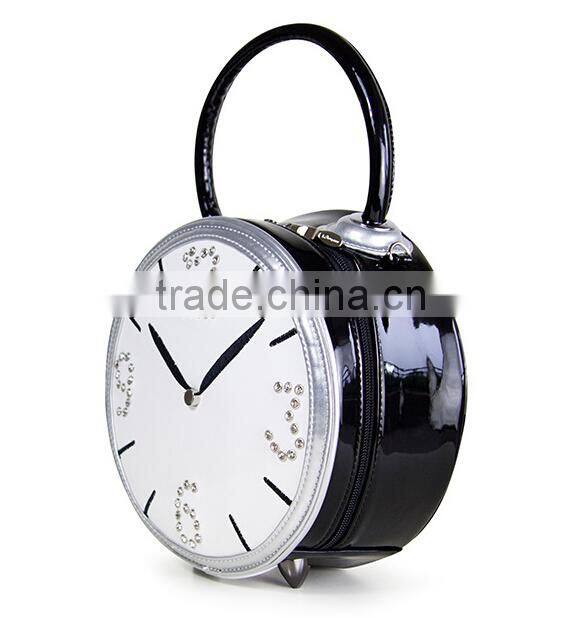 2015 alarm clock bags handbag , pu handbag,lady leather handbag