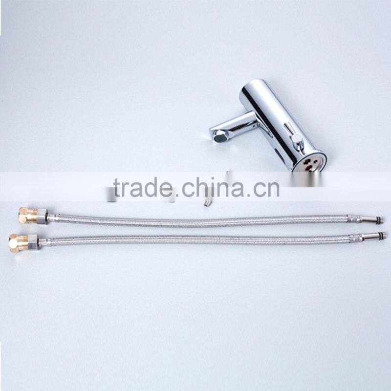 Chrome Plated Touch Free Auto Stop Faucet Motion Sensor Faucet Washbasin Sensor Tap with Temperature Control Handle
