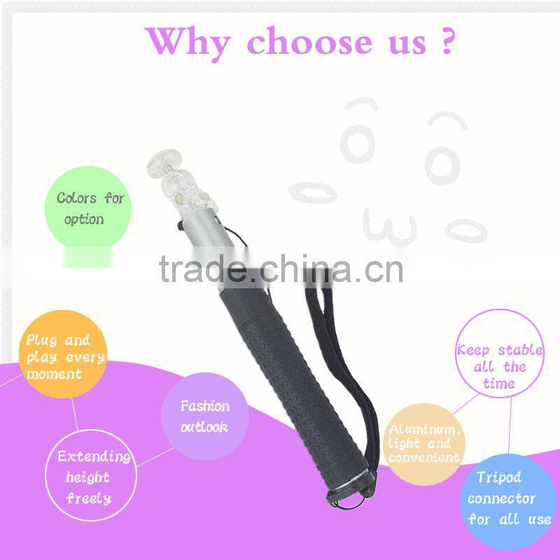 2016 innovative wired control selfie stick with colorful cable for smartphone