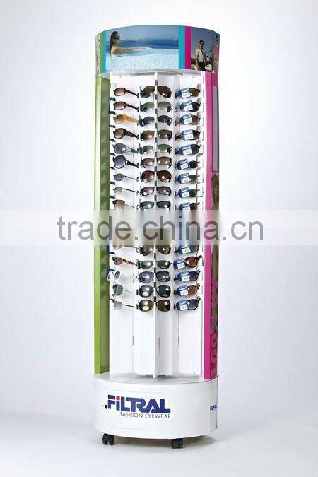 cardboard sunglass display stand with wheels