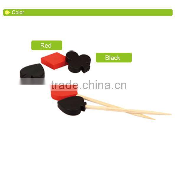 D598 Popular poker shaped design wholesale birthday party supplies party supply fruit fork set with plastic fruit pick