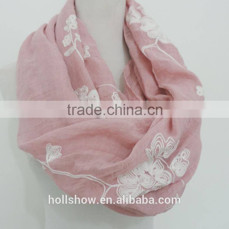 Wholesale Cotton Voile Flower Design Spring Embroidery Shawl Scarf
