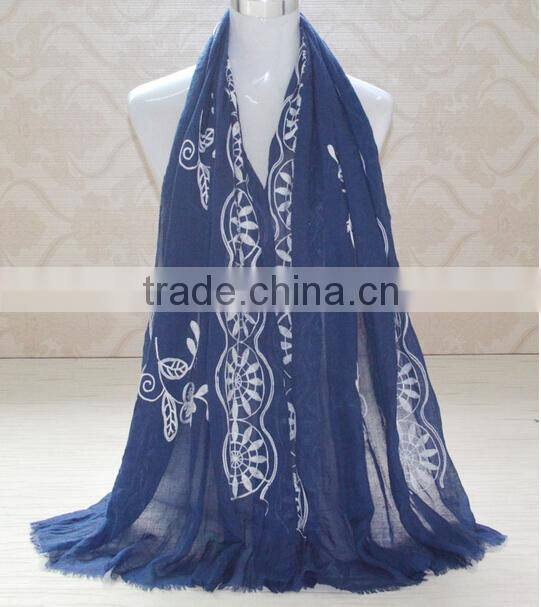 Autumn Winter Korean Fashion 3D Embroidery Design Cotton Scarf Ladies Pashmina Shawl